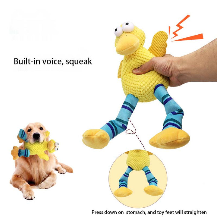 Bigfoot duck stuff dog toy chewing cleaning teeth squeak pet plush toys