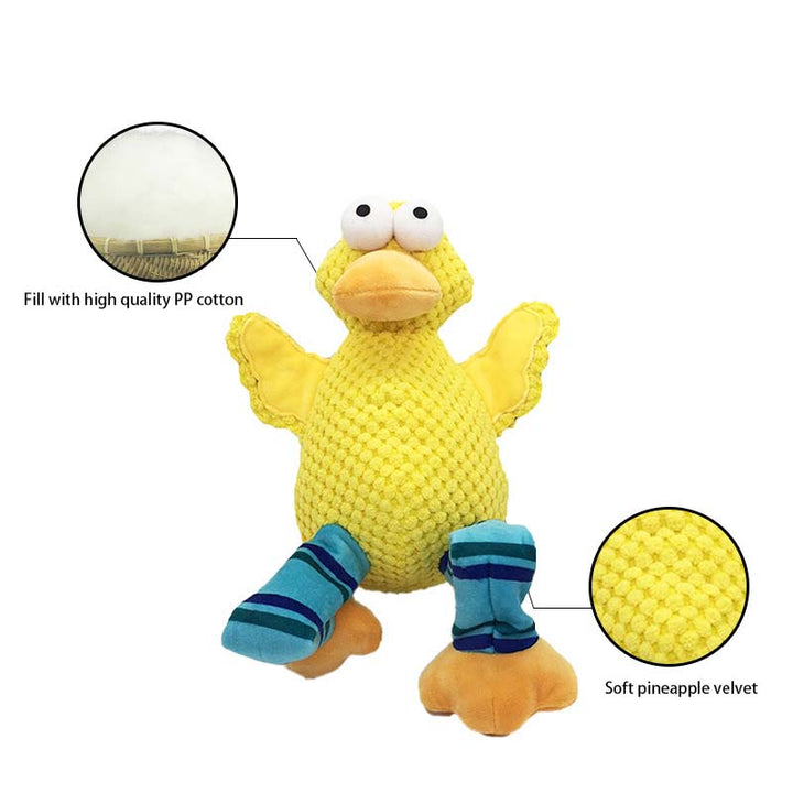 Bigfoot duck stuff dog toy chewing cleaning teeth squeak pet plush toys