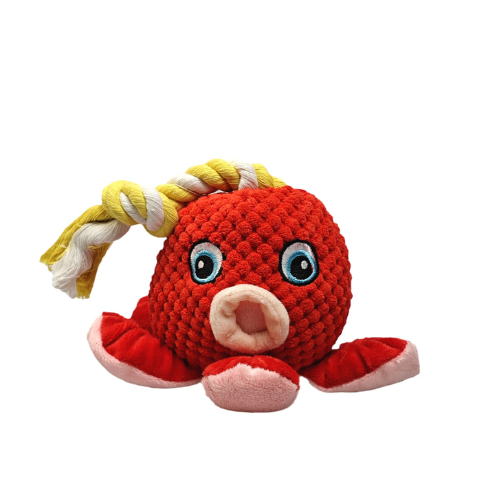 Stuffed Chew Dog Toys with Squeakers Red Octopus shape toy with Rope Toy for dogs