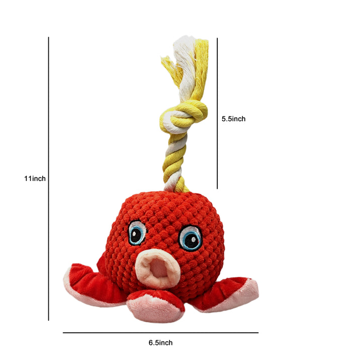 Stuffed Chew Dog Toys with Squeakers Red Octopus shape toy with Rope Toy for dogs